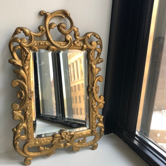 Antique French Beveled Mirror/Plateau - Picture 5 of 7